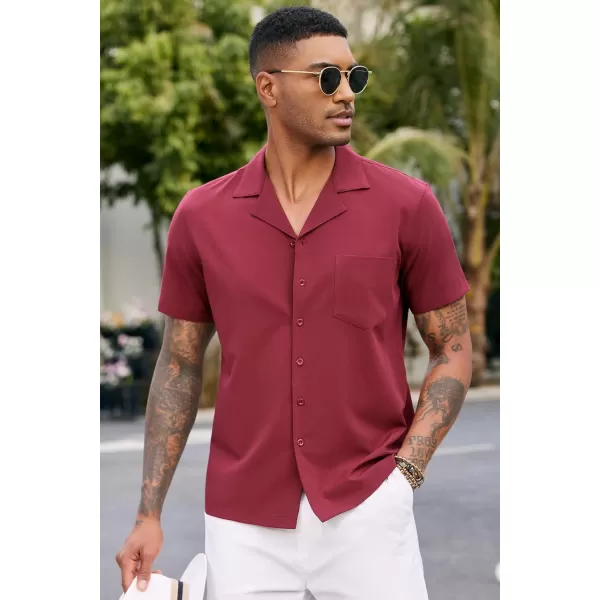 COOFANDY Men's Casual Button Down Shirts Short Sleeve Cuban Collar Shirt Summer Beach Wear
