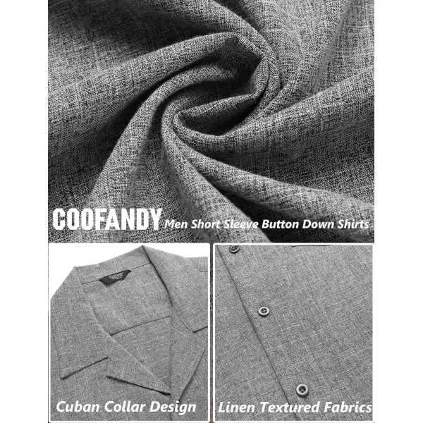 COOFANDY Men's Casual Button Down Shirts Short Sleeve Linen Beach Shirt Cuban Vacation Textured Shirts with Pocket