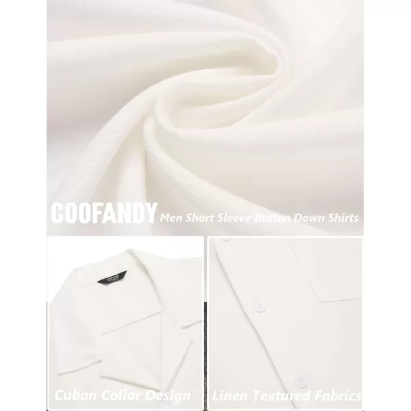COOFANDY Men's Casual Button Down Shirts Short Sleeve Linen Beach Shirt Cuban Vacation Textured Shirts with Pocket