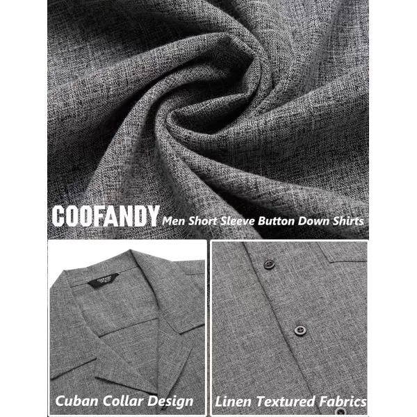 COOFANDY Men's Casual Button Down Shirts Short Sleeve Linen Beach Shirt Cuban Vacation Textured Shirts with Pocket