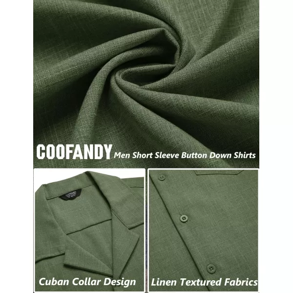 COOFANDY Men's Casual Button Down Shirts Short Sleeve Linen Beach Shirt Cuban Vacation Textured Shirts with Pocket