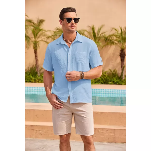 COOFANDY Men's Casual Button Down Short Sleeve Shirts Textured Summer Beach Shirt