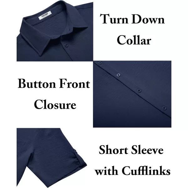 COOFANDY Men's Casual Button Down Short Sleeve Shirts Textured Summer Beach Shirt