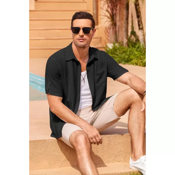 COOFANDY Men's Casual Button Down Short Sleeve Shirts Textured Summer Beach Shirt