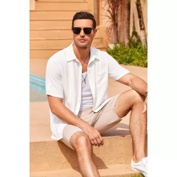 COOFANDY Men's Casual Button Down Short Sleeve Shirts Textured Summer Beach Shirt