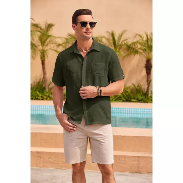 COOFANDY Men's Casual Button Down Short Sleeve Shirts Textured Summer Beach Shirt