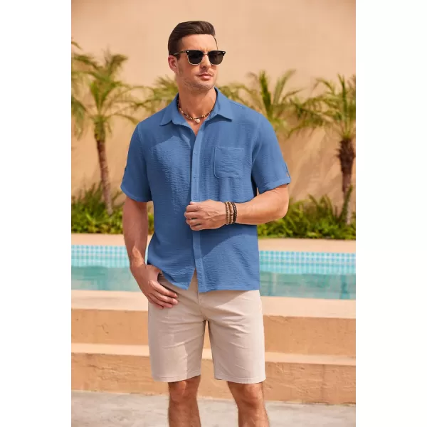 COOFANDY Men's Casual Button Down Short Sleeve Shirts Textured Summer Beach Shirt