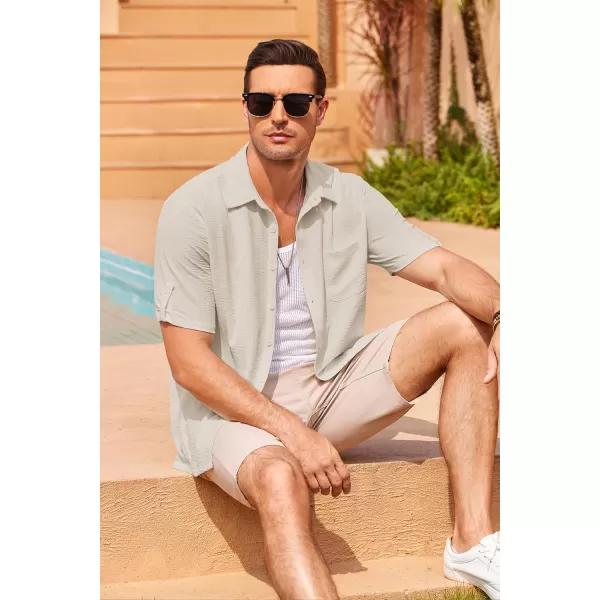 COOFANDY Men's Casual Button Down Short Sleeve Shirts Textured Summer Beach Shirt