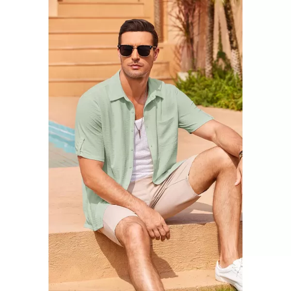 COOFANDY Men's Casual Button Down Short Sleeve Shirts Textured Summer Beach Shirt