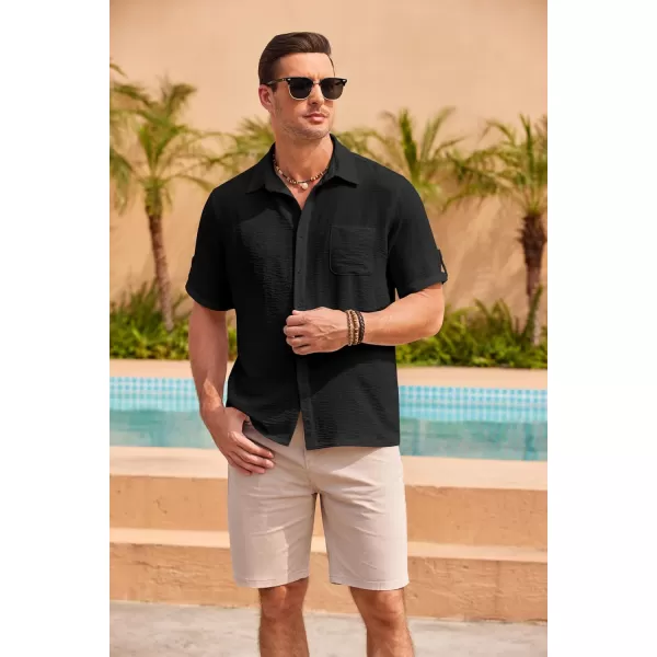 COOFANDY Men's Casual Button Down Short Sleeve Shirts Textured Summer Beach Shirt