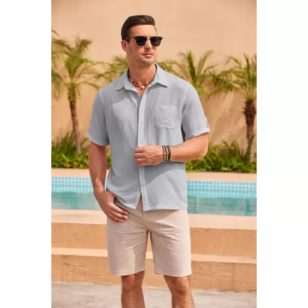 COOFANDY Men's Casual Button Down Short Sleeve Shirts Textured Summer Beach Shirt