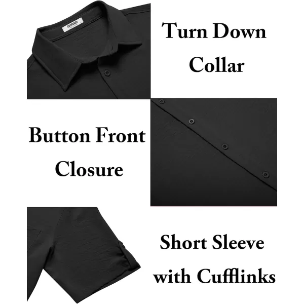 COOFANDY Men's Casual Button Down Short Sleeve Shirts Textured Summer Beach Shirt
