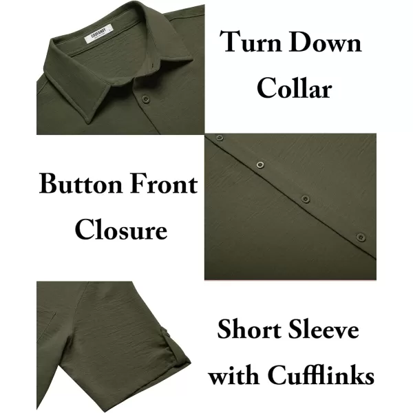 COOFANDY Men's Casual Button Down Short Sleeve Shirts Textured Summer Beach Shirt