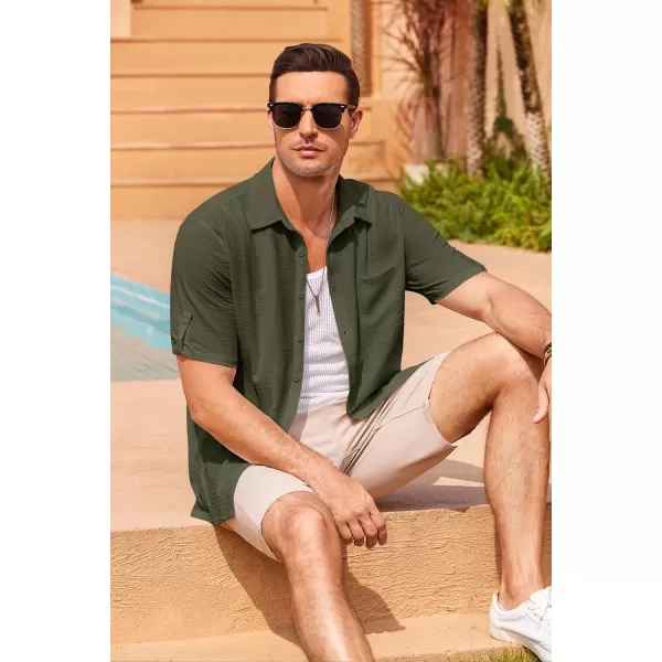 COOFANDY Men's Casual Button Down Short Sleeve Shirts Textured Summer Beach Shirt
