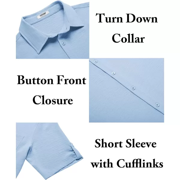 COOFANDY Men's Casual Button Down Short Sleeve Shirts Textured Summer Beach Shirt