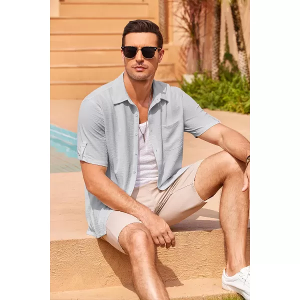 COOFANDY Men's Casual Button Down Short Sleeve Shirts Textured Summer Beach Shirt