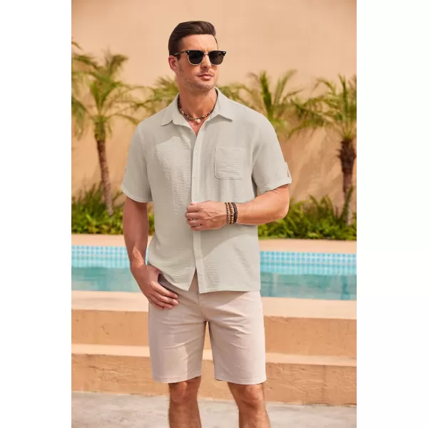 COOFANDY Men's Casual Button Down Short Sleeve Shirts Textured Summer Beach Shirt