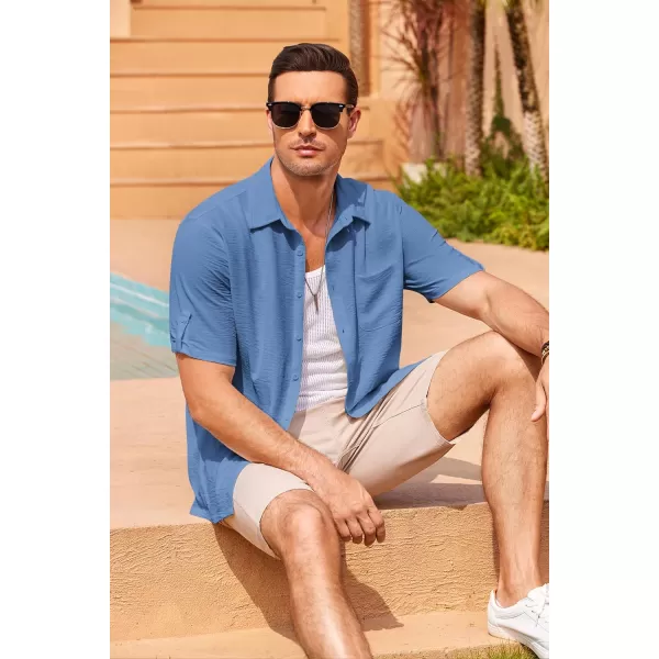 COOFANDY Men's Casual Button Down Short Sleeve Shirts Textured Summer Beach Shirt