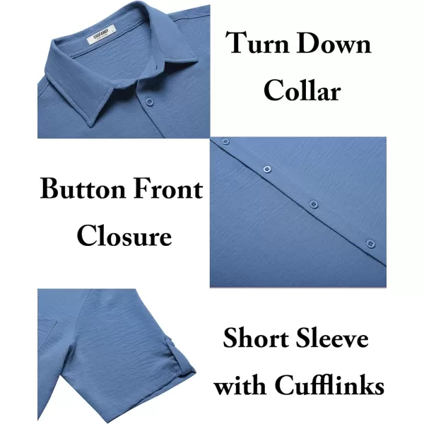 COOFANDY Men's Casual Button Down Short Sleeve Shirts Textured Summer Beach Shirt