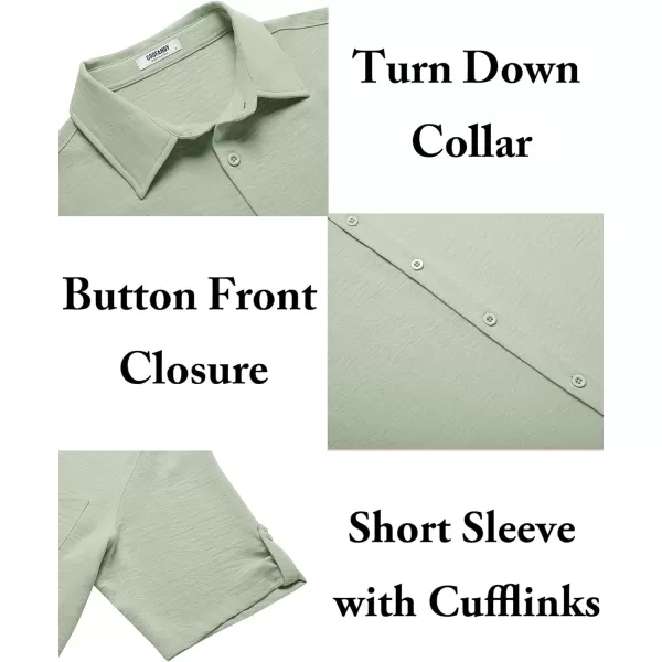 COOFANDY Men's Casual Button Down Short Sleeve Shirts Textured Summer Beach Shirt