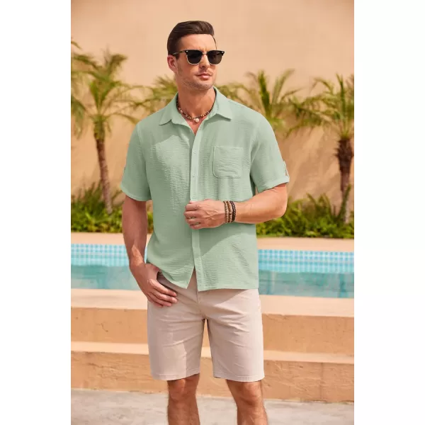 COOFANDY Men's Casual Button Down Short Sleeve Shirts Textured Summer Beach Shirt