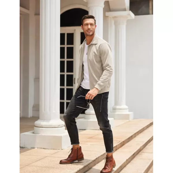 COOFANDY Men's Casual Corduroy Jacket Lightweight Bomber Style Shirt Jacket Vintage Coat
