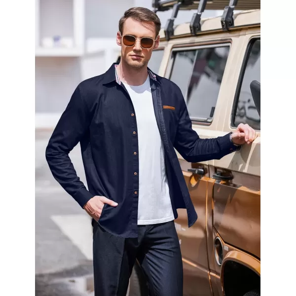 COOFANDY Men's Casual Dress Shirt Button Down Shirts Long-Sleeve Denim Work Shirt