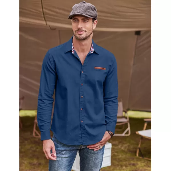 COOFANDY Men's Casual Dress Shirt Button Down Shirts Long-Sleeve Denim Work Shirt