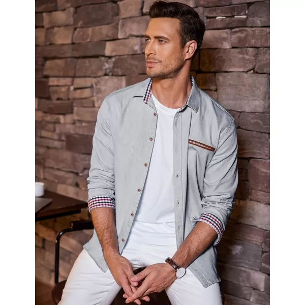 COOFANDY Men's Casual Dress Shirt Button Down Shirts Long-Sleeve Denim Work Shirt