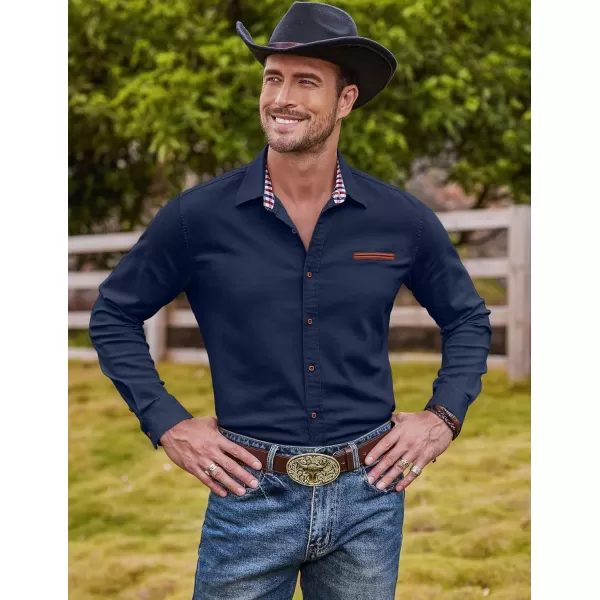 COOFANDY Men's Casual Dress Shirt Button Down Shirts Long-Sleeve Denim Work Shirt