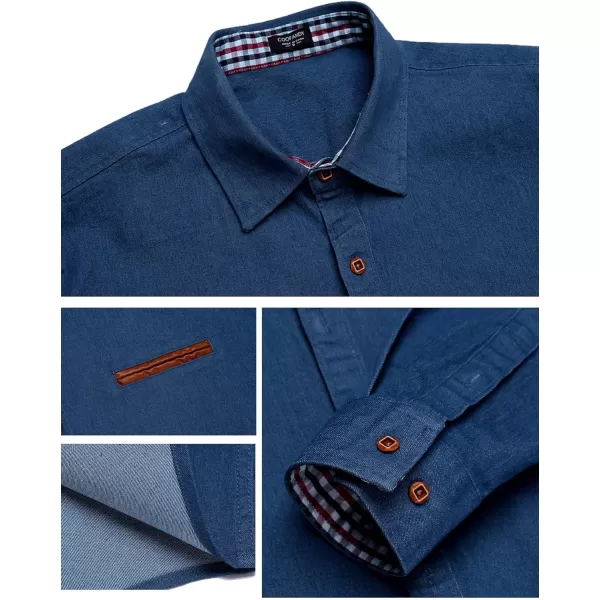 COOFANDY Men's Casual Dress Shirt Button Down Shirts Long-Sleeve Denim Work Shirt