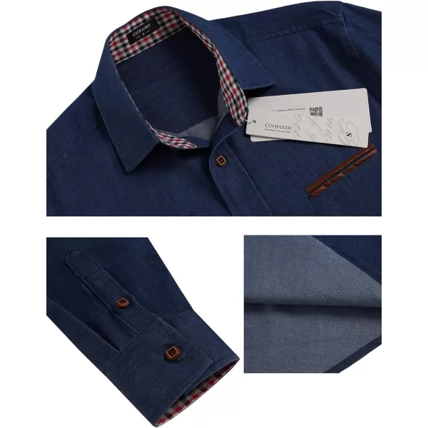 COOFANDY Men's Casual Dress Shirt Button Down Shirts Long-Sleeve Denim Work Shirt
