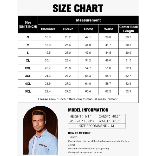 COOFANDY Men's Casual Dress Shirt Button Down Shirts Long-Sleeve Denim Work Shirt