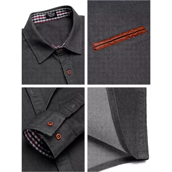 COOFANDY Men's Casual Dress Shirt Button Down Shirts Long-Sleeve Denim Work Shirt