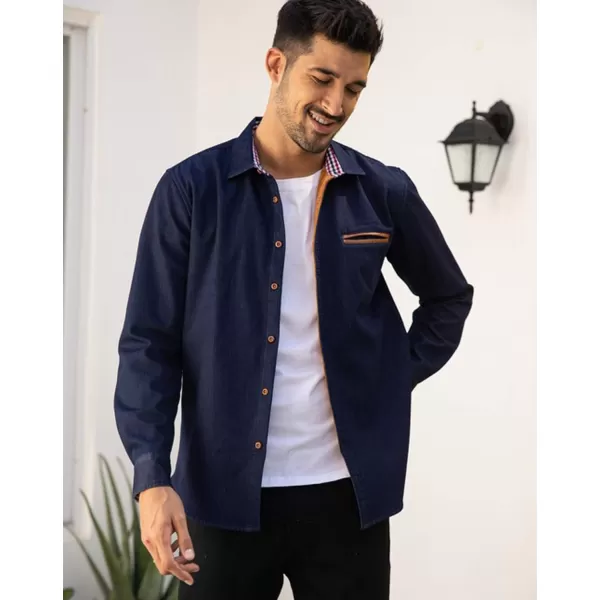 COOFANDY Men's Casual Dress Shirt Button Down Shirts Long-Sleeve Denim Work Shirt