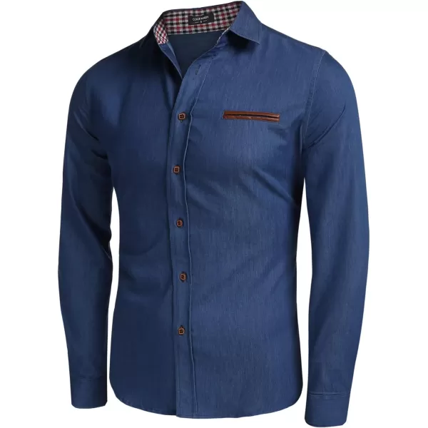 COOFANDY Men's Casual Dress Shirt Button Down Shirts Long-Sleeve Denim Work Shirt