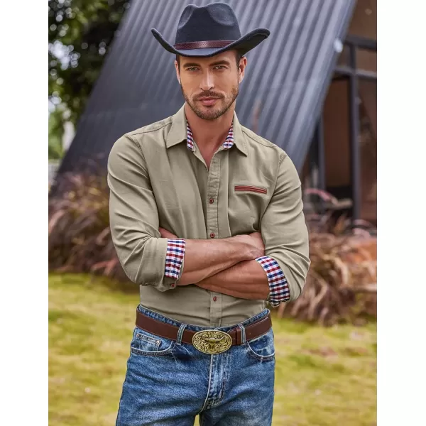 COOFANDY Men's Casual Dress Shirt Button Down Shirts Long-Sleeve Denim Work Shirt
