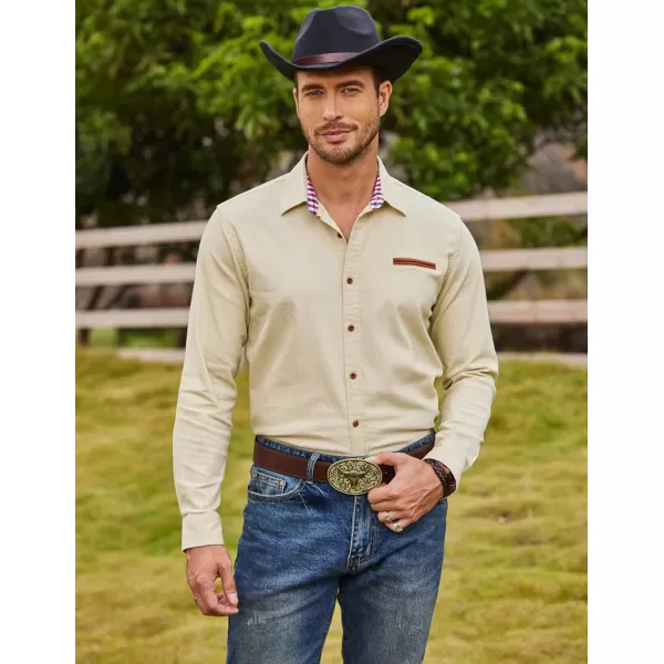 COOFANDY Men's Casual Dress Shirt Button Down Shirts Long-Sleeve Denim Work Shirt