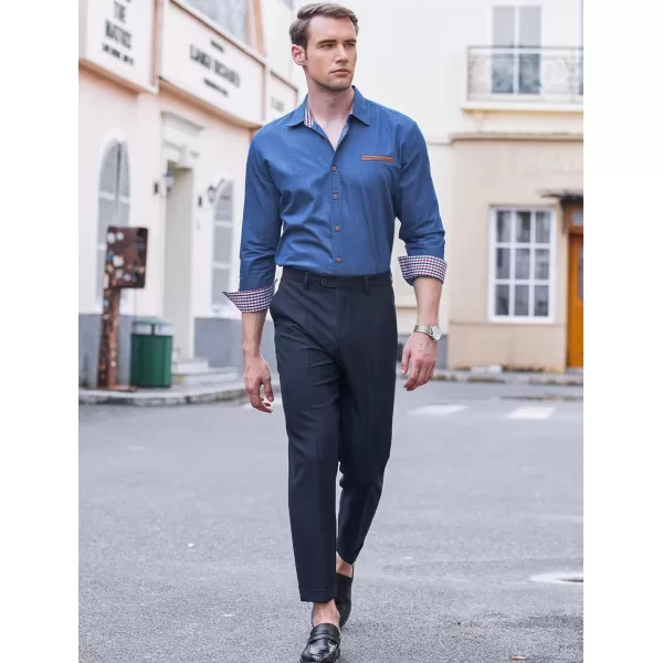 COOFANDY Men's Casual Dress Shirt Button Down Shirts Long-Sleeve Denim Work Shirt