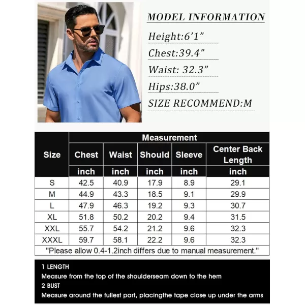 COOFANDY Men's Casual Dress Shirts Short Sleeve Wrinkle Free Casual Button Down Shirts