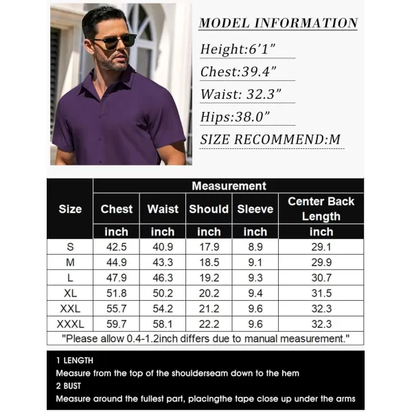 COOFANDY Men's Casual Dress Shirts Short Sleeve Wrinkle Free Casual Button Down Shirts