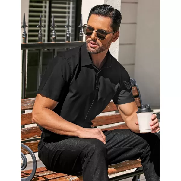 COOFANDY Men's Casual Dress Shirts Short Sleeve Wrinkle Free Casual Button Down Shirts