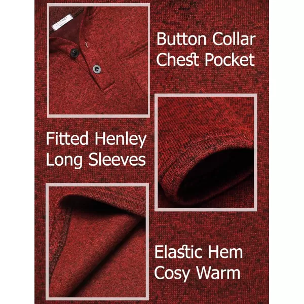 COOFANDY Men's Casual Henley Pullover Sweatshirt Thermal Fleece Slim Fit Sweater