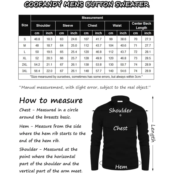 COOFANDY Men's Casual Henley Pullover Sweatshirt Thermal Fleece Slim Fit Sweater