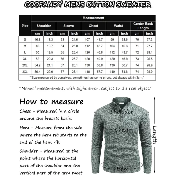 COOFANDY Men's Casual Henley Pullover Sweatshirt Thermal Fleece Slim Fit Sweater