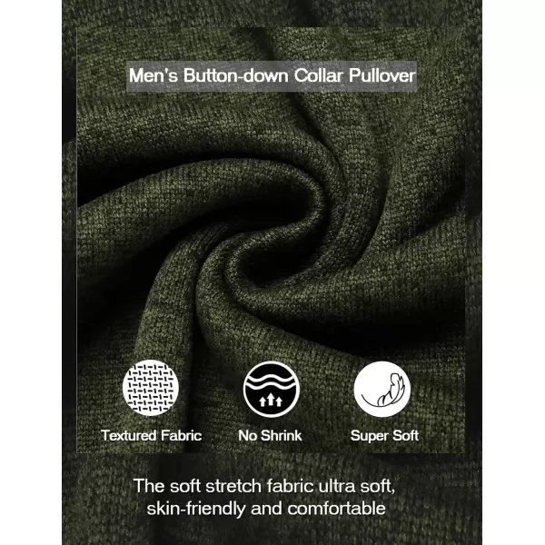 COOFANDY Men's Casual Henley Pullover Sweatshirt Thermal Fleece Slim Fit Sweater