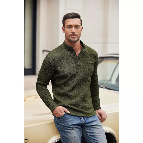 COOFANDY Men's Casual Henley Pullover Sweatshirt Thermal Fleece Slim Fit Sweater