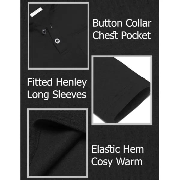 COOFANDY Men's Casual Henley Pullover Sweatshirt Thermal Fleece Slim Fit Sweater