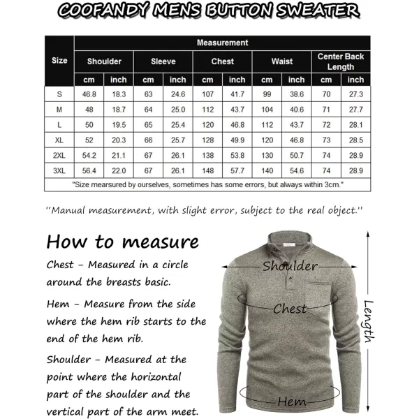 COOFANDY Men's Casual Henley Pullover Sweatshirt Thermal Fleece Slim Fit Sweater