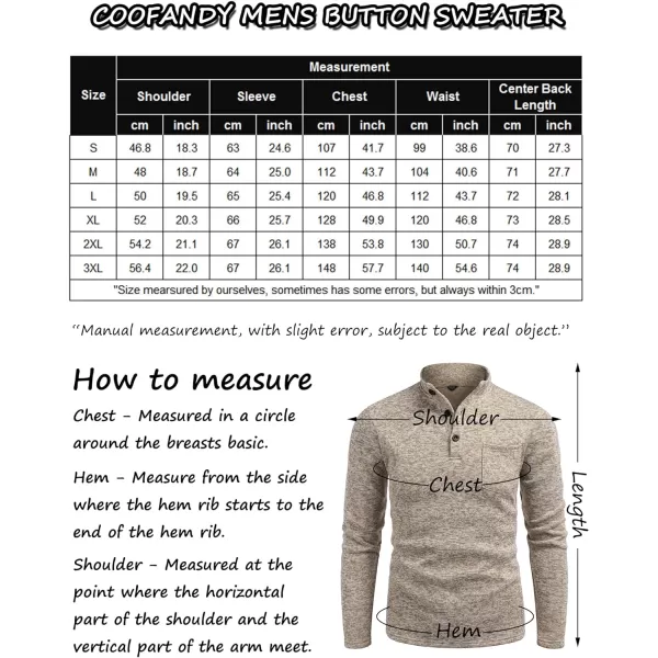 COOFANDY Men's Casual Henley Pullover Sweatshirt Thermal Fleece Slim Fit Sweater